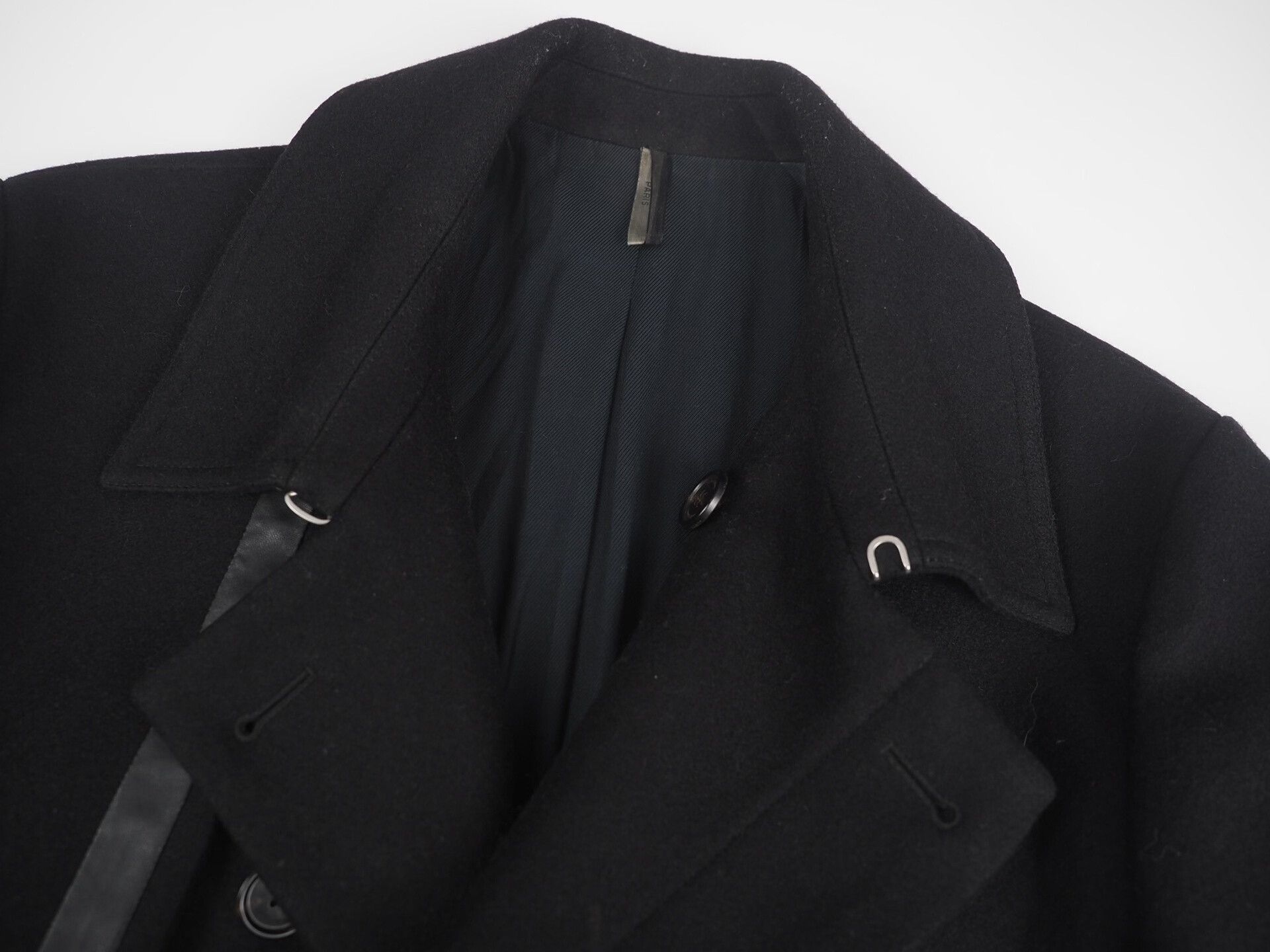 Dior black wool blend coat with leather details Size US L / EU 52-54 / 3 - 6 Thumbnail