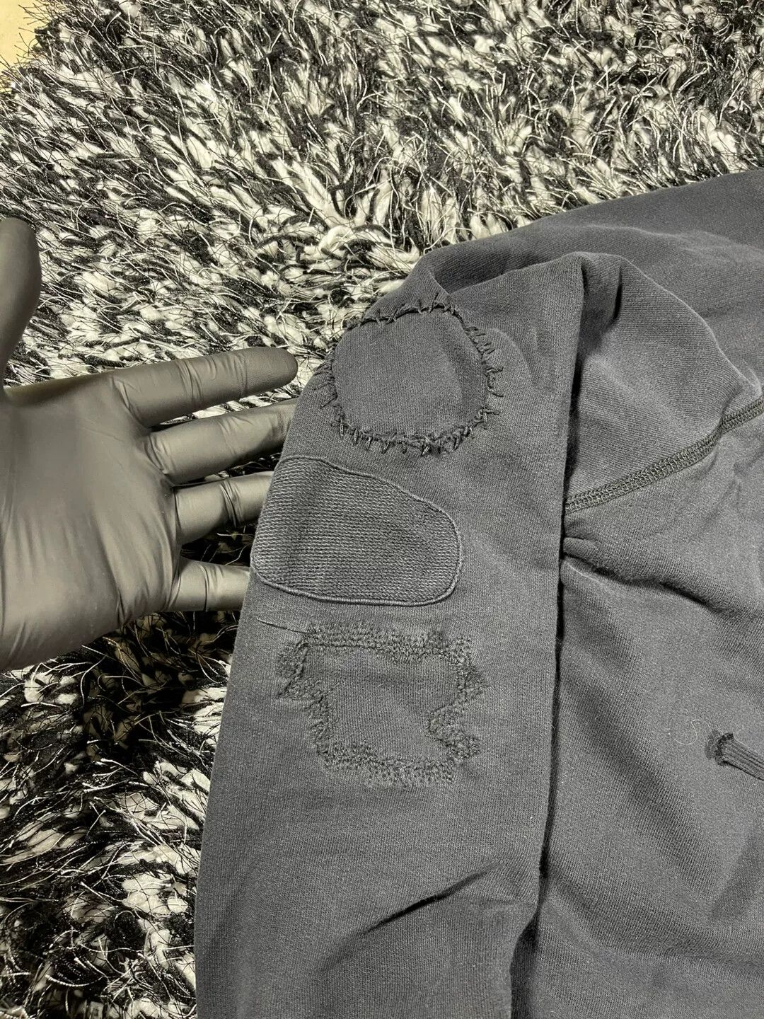Greg Lauren greg lauren black destroyed zip front hoodie Size US S / EU 44-46 / 1 - 4 Thumbnail