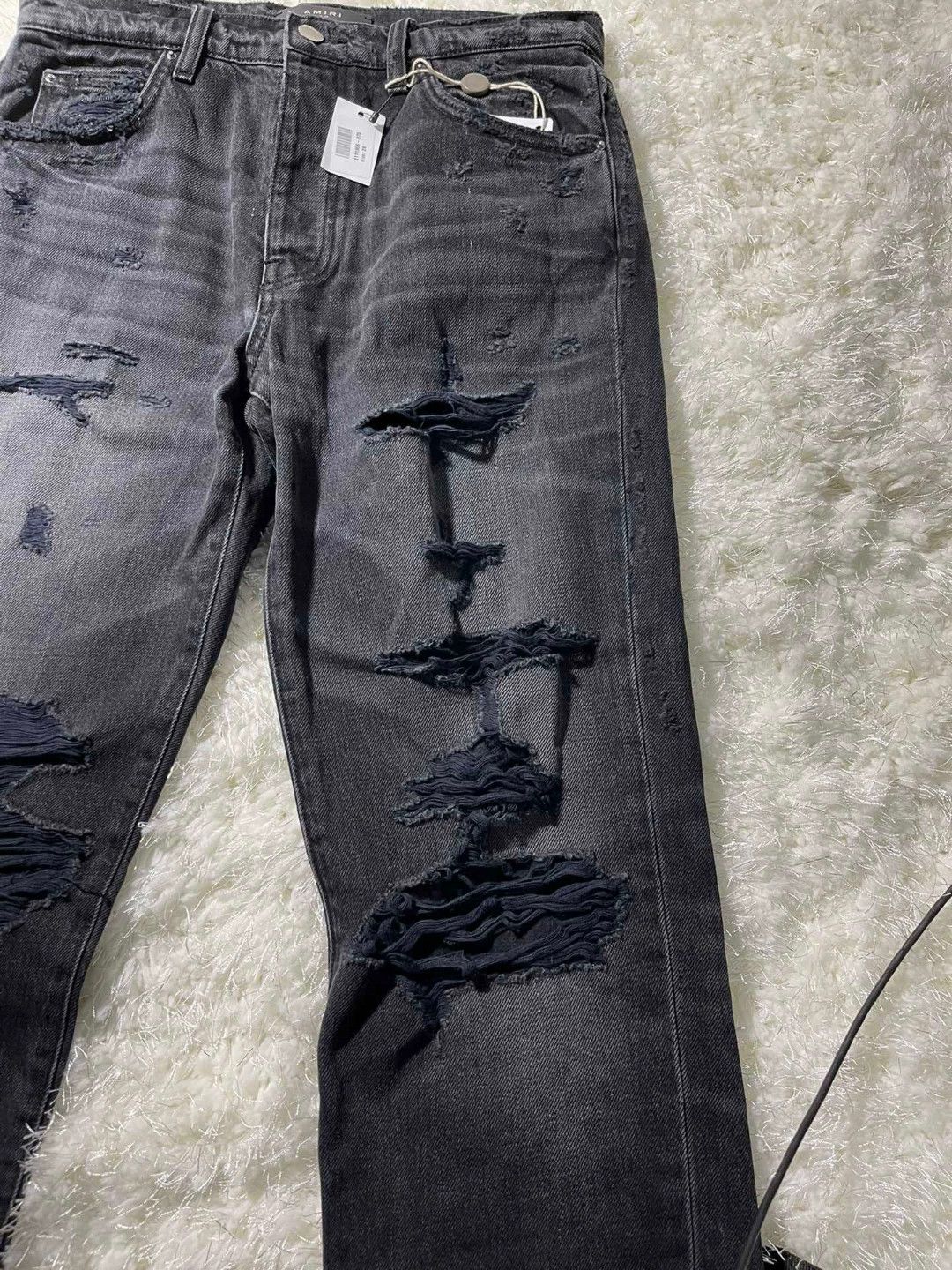 Amiri amiri destroyed slouch jeans in black Size US 28 / EU 44 - 3 Thumbnail