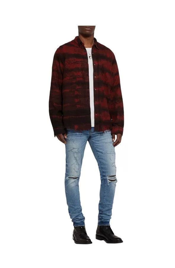 Amiri amiri bleached flannel shirt in red Size US L / EU 52-54 / 3 - 8 Thumbnail