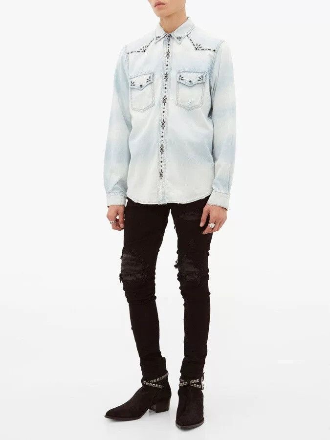 Amiri Amiri Distressed Denim Shirt Size S Size US S / EU 44-46 / 1 - 3 Thumbnail