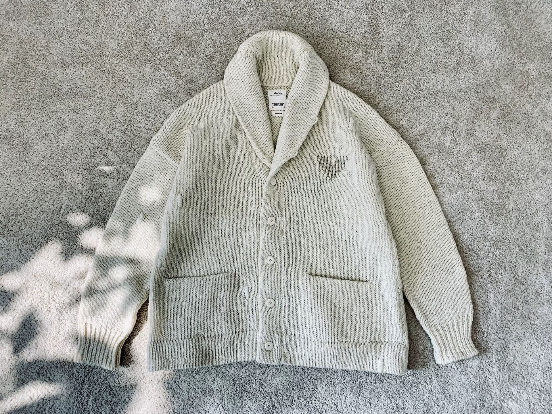 Visvim visvim hand-knit ivory wool cardigan Size US M / EU 48-50 / 2 - 9 Thumbnail