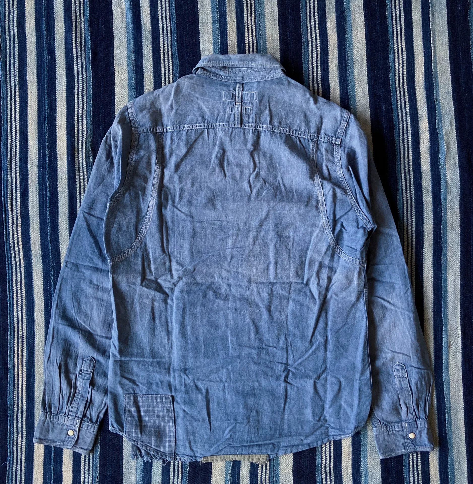 FDMTL fdmtl patchwork denim shirt 5yr wash Size US L / EU 52-54 / 3 - 3 Thumbnail