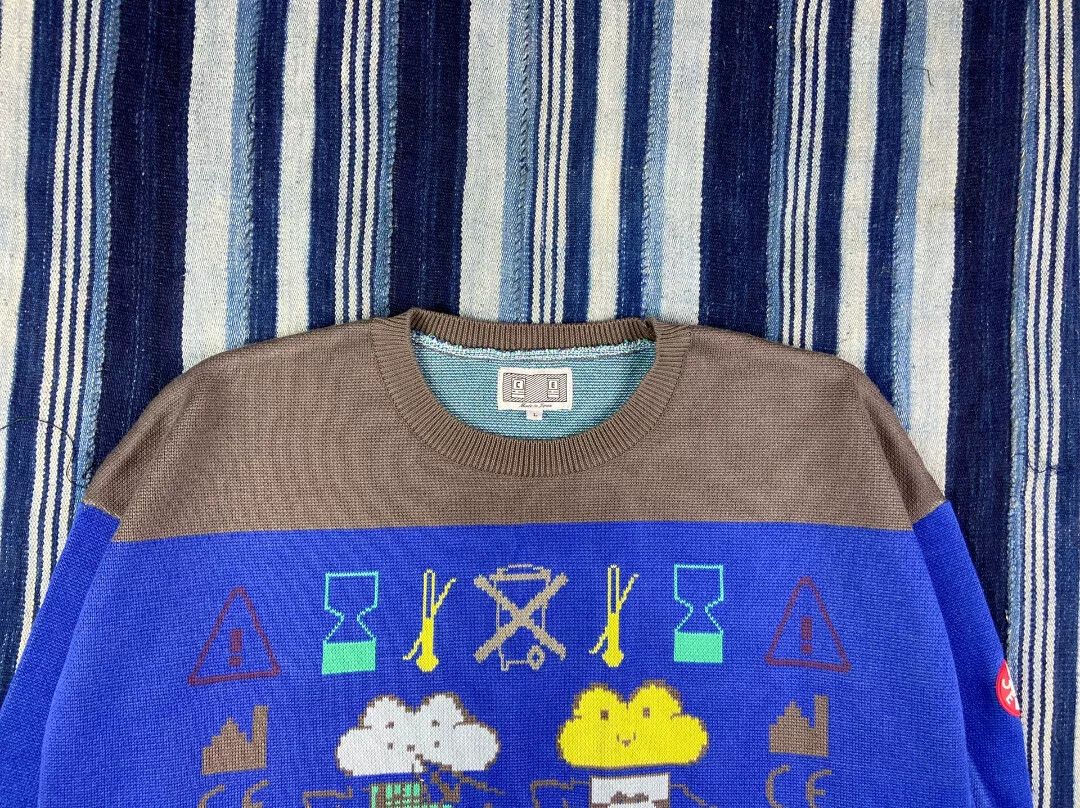 Cav Empt cavempt c.e pixelated knit sweatshirt blue Size US L / EU 52-54 / 3 - 3 Thumbnail