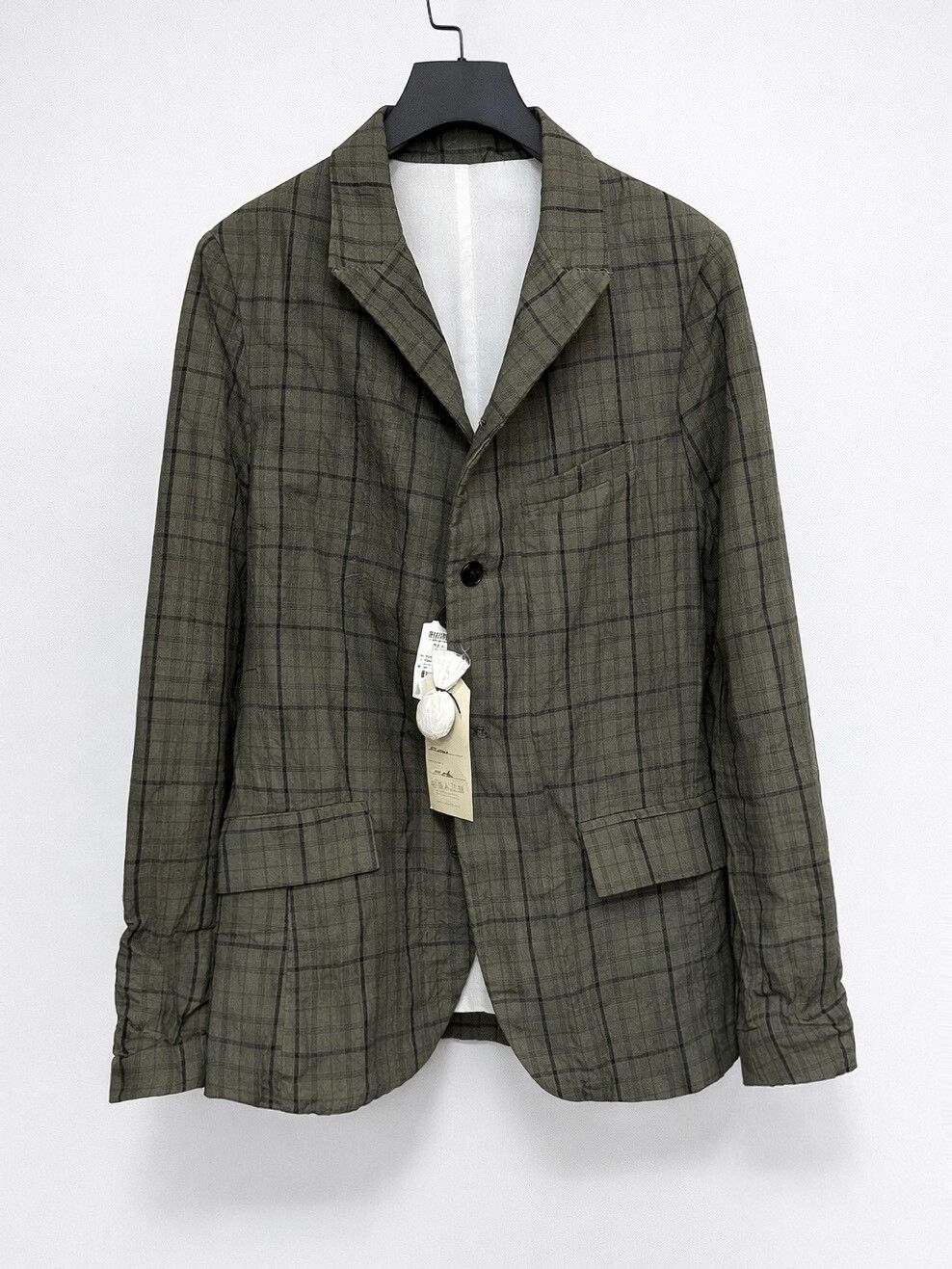 Bergfabel gray green checked linen blazer Size US M / EU 48-50 / 2 - 2 Thumbnail