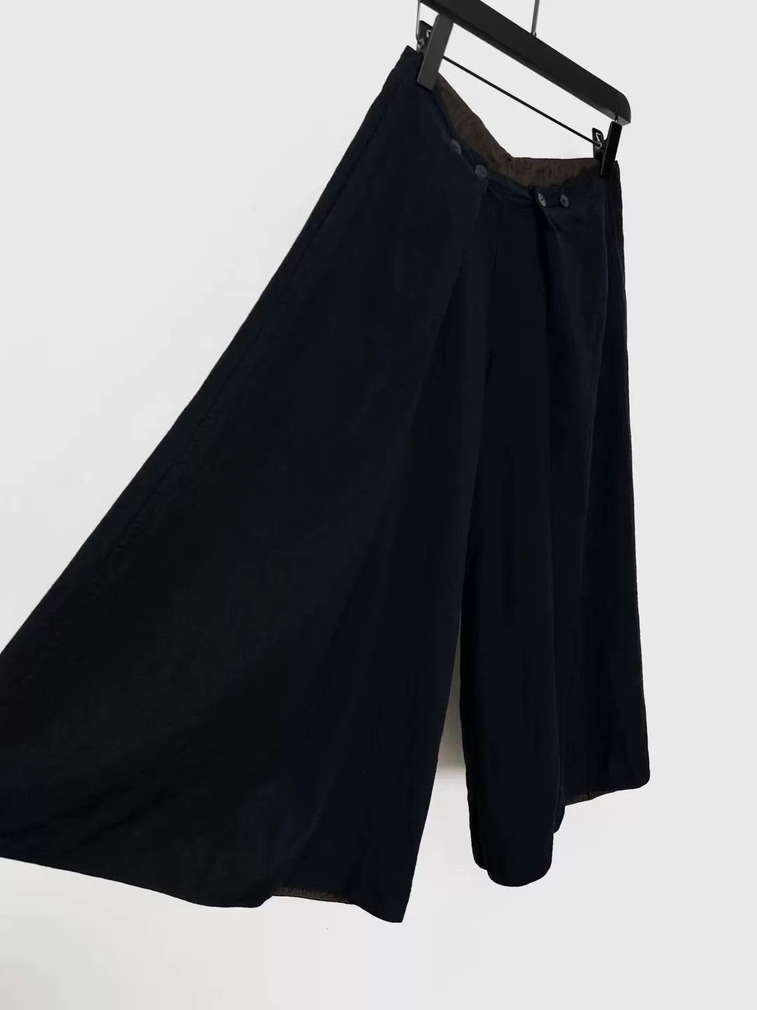Casey Vidalenc Black Wide-Leg Wool Pants Size 42" / US 20 - 3 Thumbnail