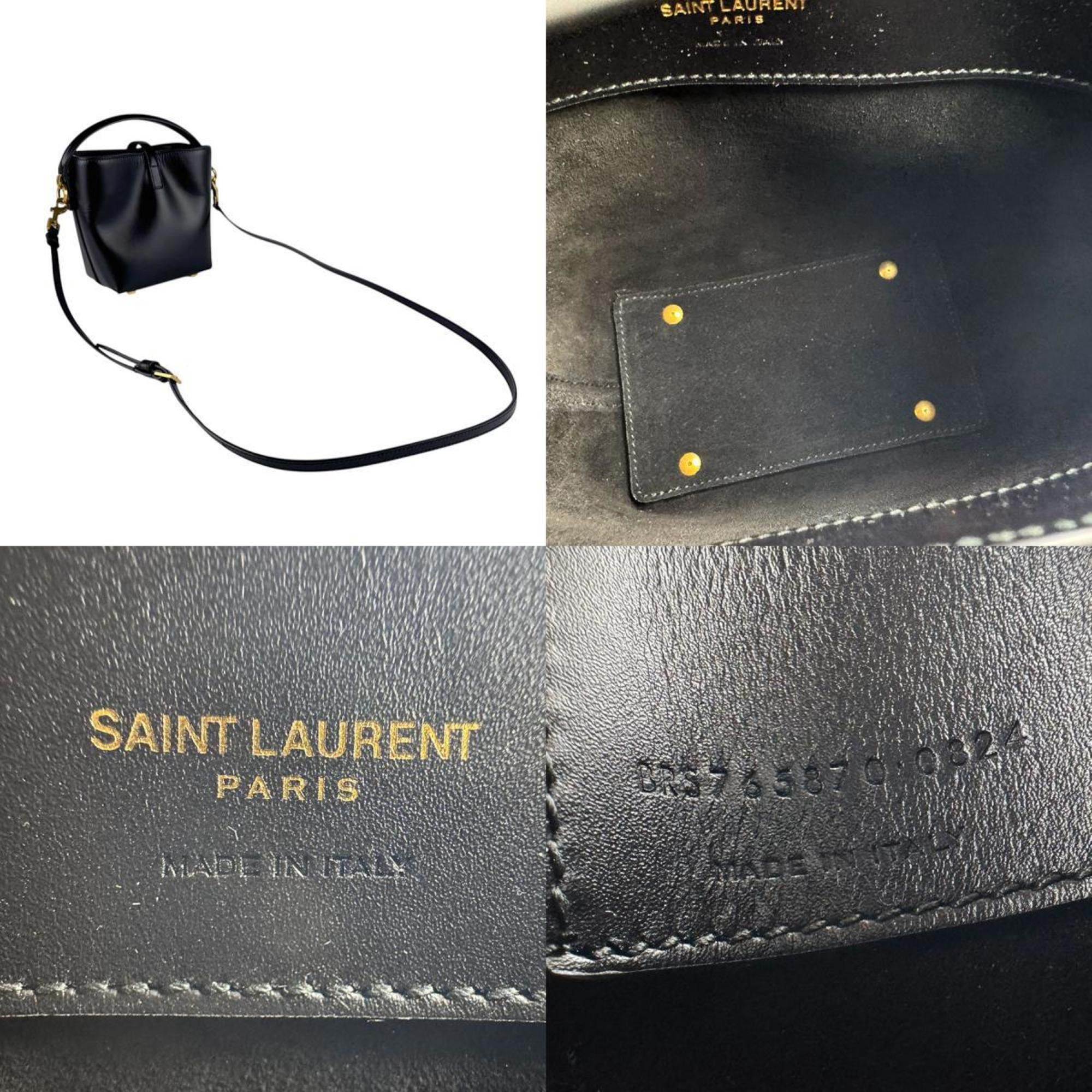 Saint Laurent Paris Saint Laurent Le 37 Mini Bucket Bag in Black Leather, Women's, 765870 z8141 Size ONE SIZE - 5 Thumbnail