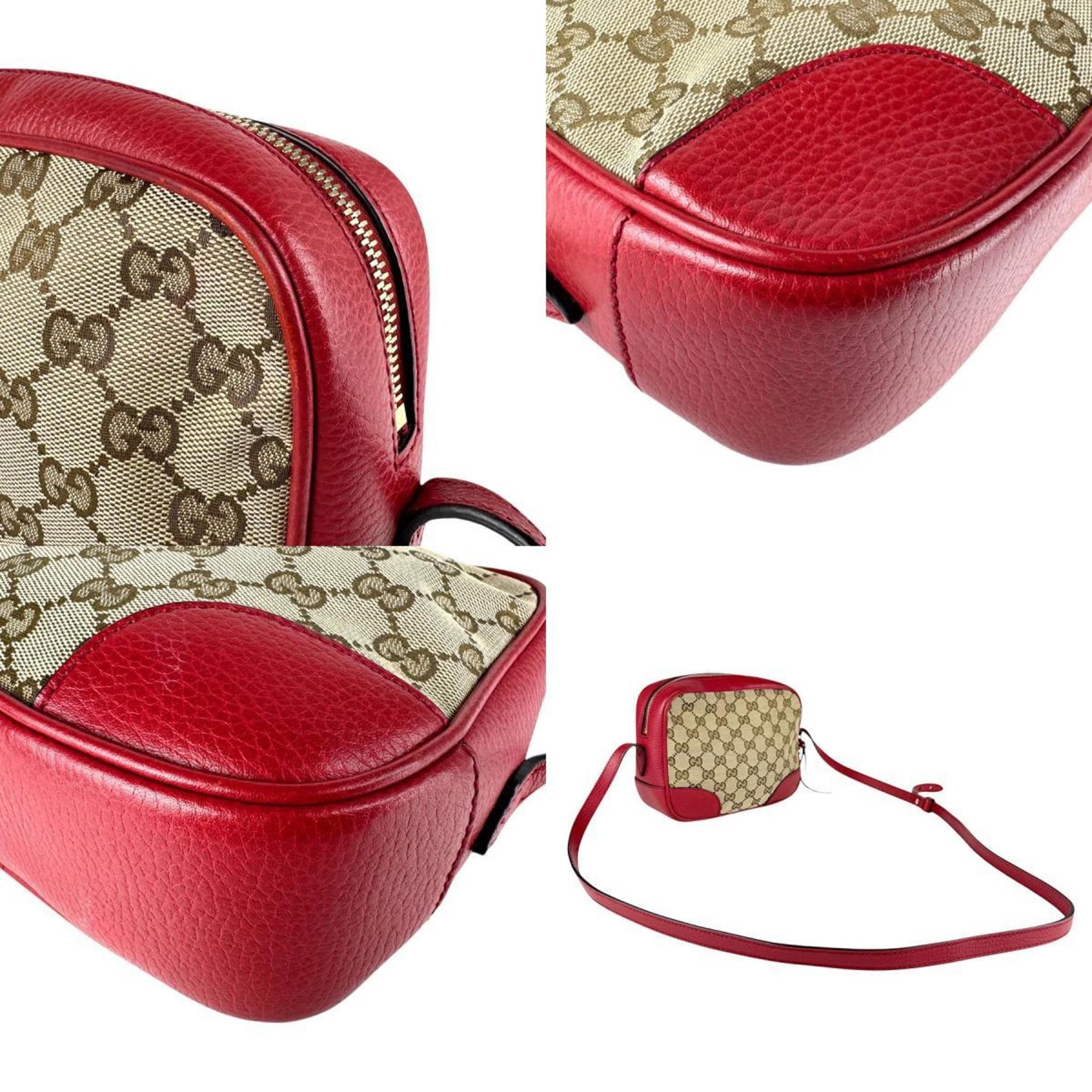 Gucci Gucci GG Canvas/Leather Shoulder Bag, Red and Brown, Women's, 449413 z8132 Size ONE SIZE - 4 Thumbnail