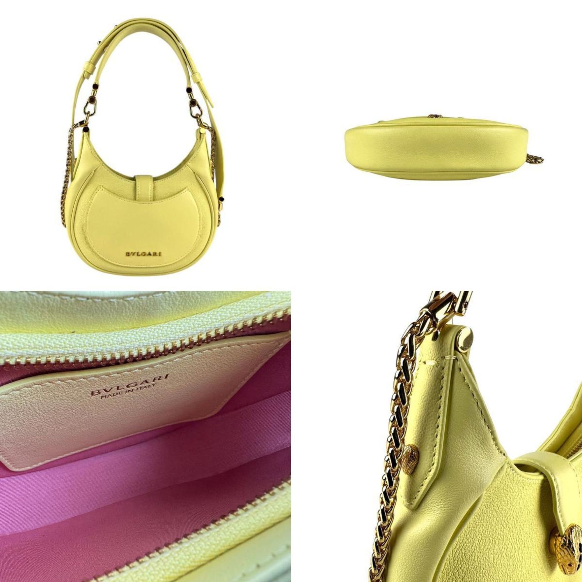 Bvlgari BVLGARI Serpenti Shoulder Bag, 2-Way, Leather/Metal, Light Yellow/Gold, Women's, z8059 Size ONE SIZE - 3 Thumbnail