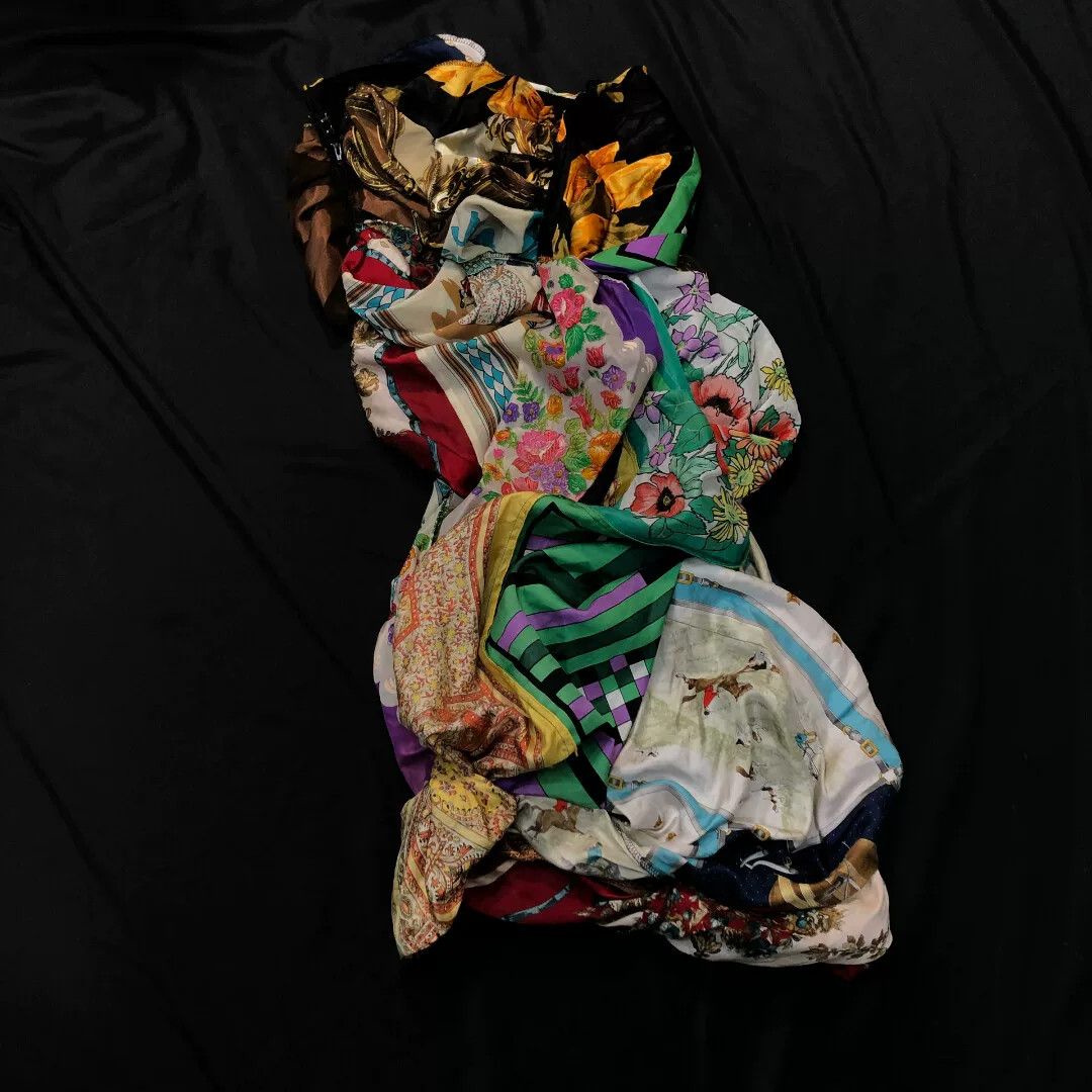 Comme des Garcons vintage silk scarf transformed into skirt Size 23" - 2 Thumbnail
