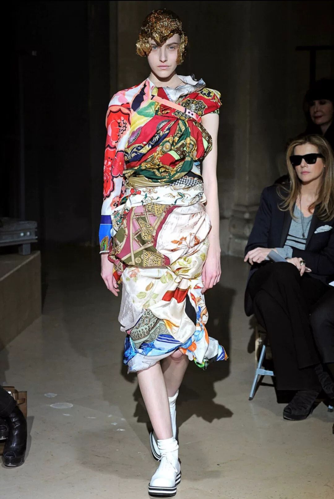 Comme des Garcons vintage silk scarf transformed into skirt Size 23" - 9 Thumbnail