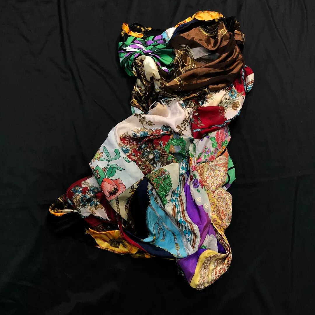 Comme des Garcons vintage silk scarf transformed into skirt Size 23" - 3 Thumbnail