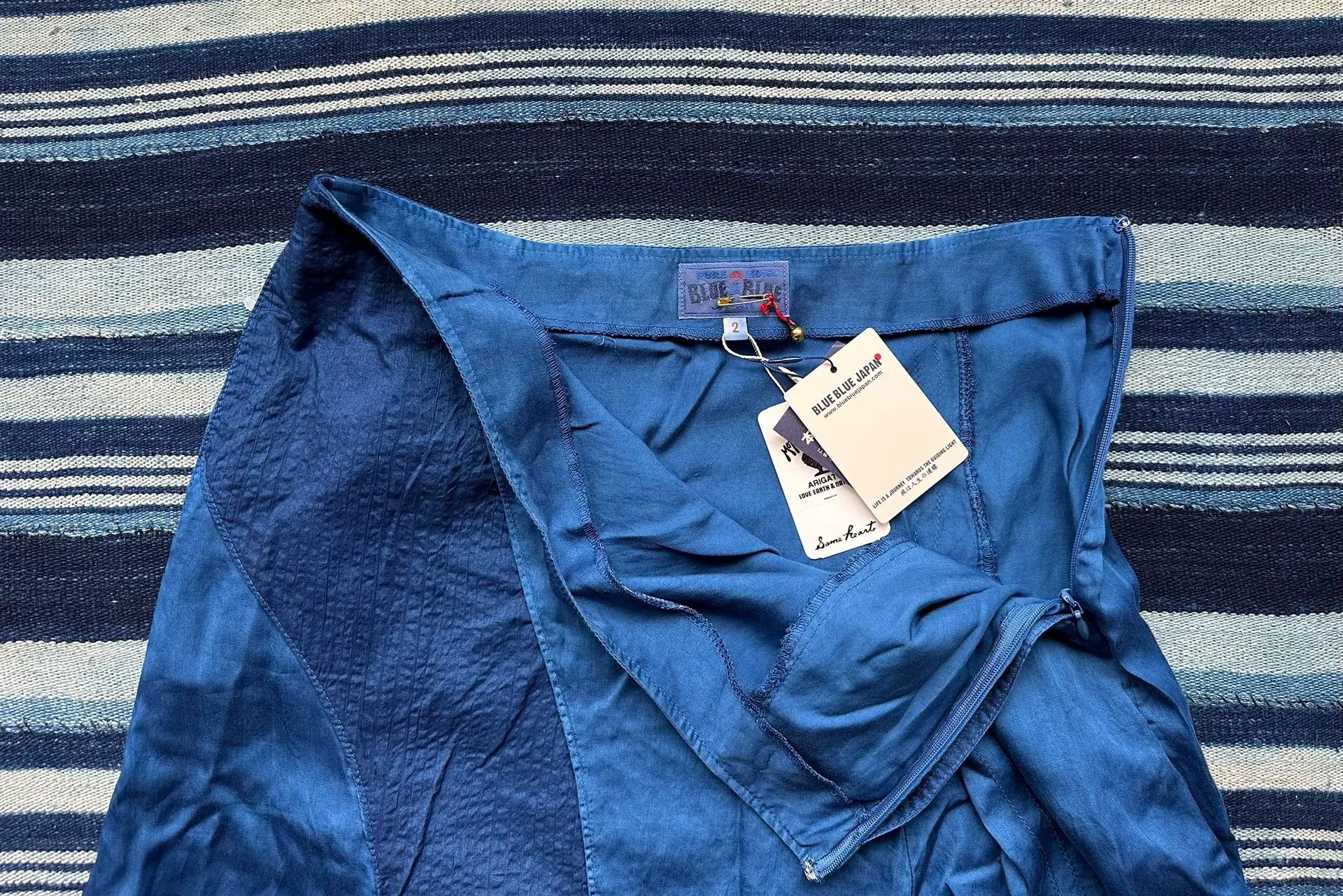 Blue Blue Japan blue dyed indigo vintage skirt Size 23" - 5 Thumbnail
