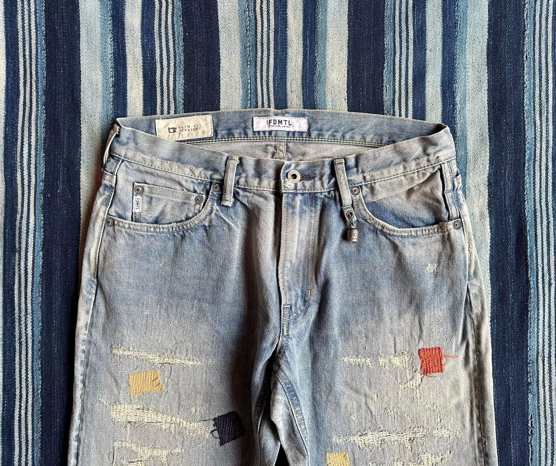 FDMTL fdmtl slim fit distressed denim patch pants Size US 32 / EU 48 - 3 Thumbnail