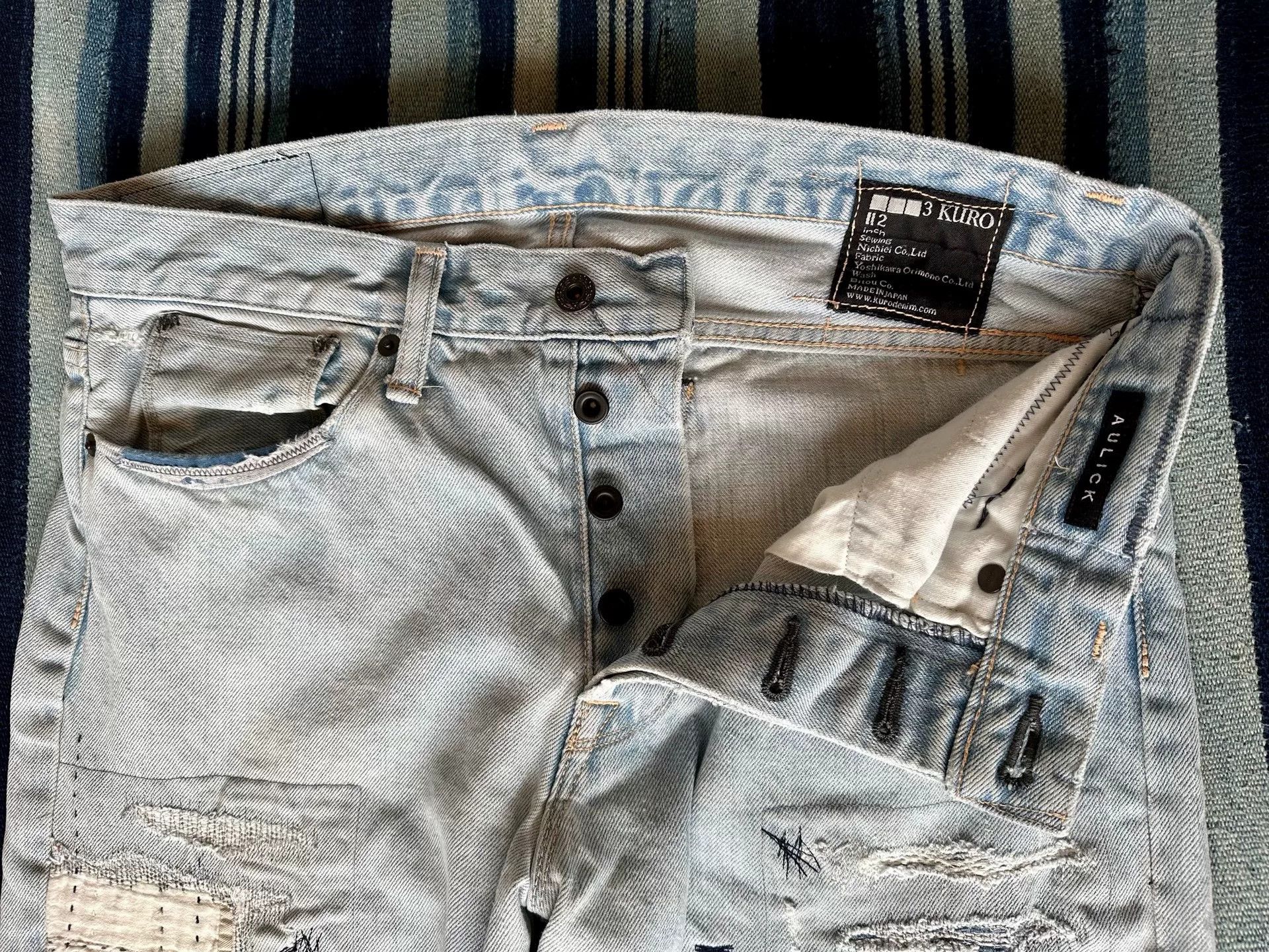 KURO handmade patchwork distressed denim pants Size US 34 / EU 50 - 4 Thumbnail