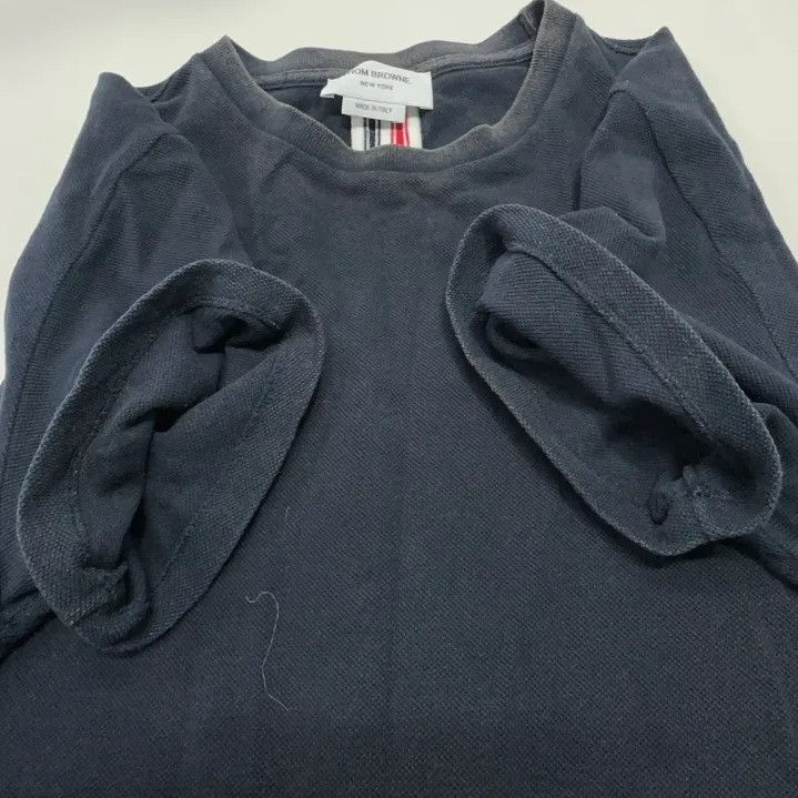 Thom Browne Thom Browne Navy Stripe Cotton Crew Neck T-Shirt Size US M / EU 48-50 / 2 - 11 Thumbnail