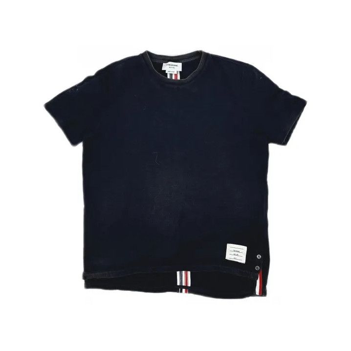 Thom Browne Thom Browne Navy Stripe Cotton Crew Neck T-Shirt Size US M / EU 48-50 / 2 - 2 Thumbnail