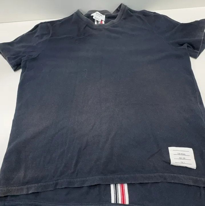Thom Browne Thom Browne Navy Stripe Cotton Crew Neck T-Shirt Size US M / EU 48-50 / 2 - 12 Thumbnail