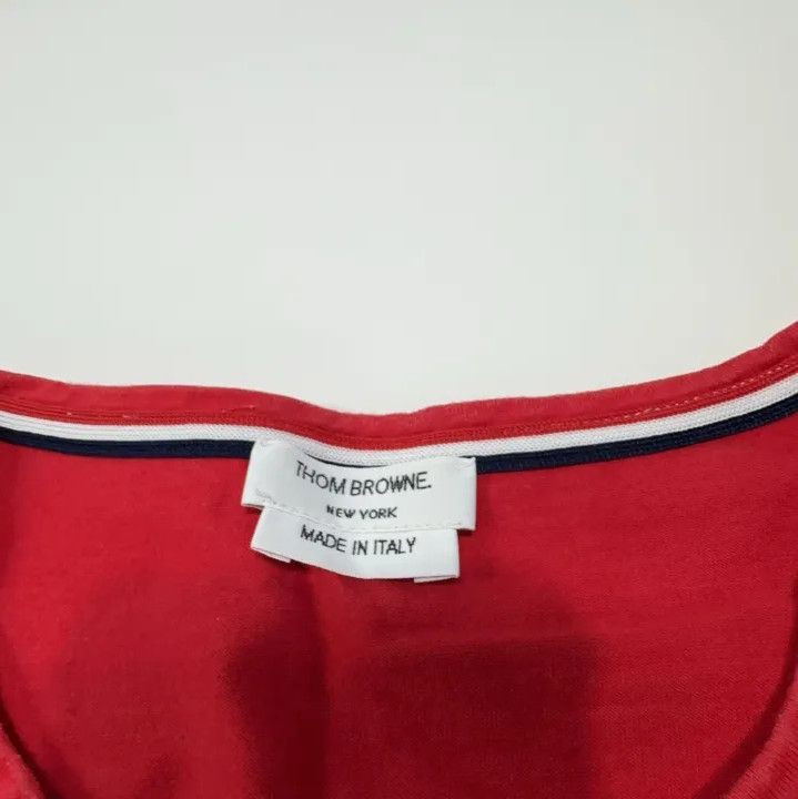Thom Browne Thom Browne Red Logo Pocket Short Sleeve T-Shirt Size US S / EU 44-46 / 1 - 6 Thumbnail