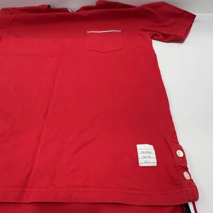 Thom Browne Thom Browne Red Logo Pocket Short Sleeve T-Shirt Size US S / EU 44-46 / 1 - 10 Thumbnail