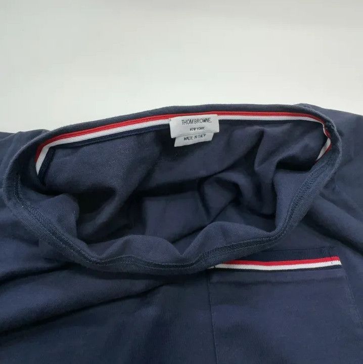 Thom Browne Thom Browne Navy Tricolour Accent Short Sleeve T-Shirt Size US M / EU 48-50 / 2 - 9 Thumbnail