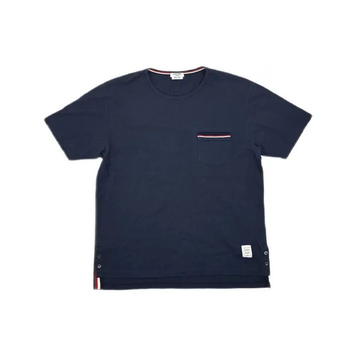 Thom Browne Thom Browne Navy Tricolour Accent Short Sleeve T-Shirt Size US M / EU 48-50 / 2 - 2 Thumbnail