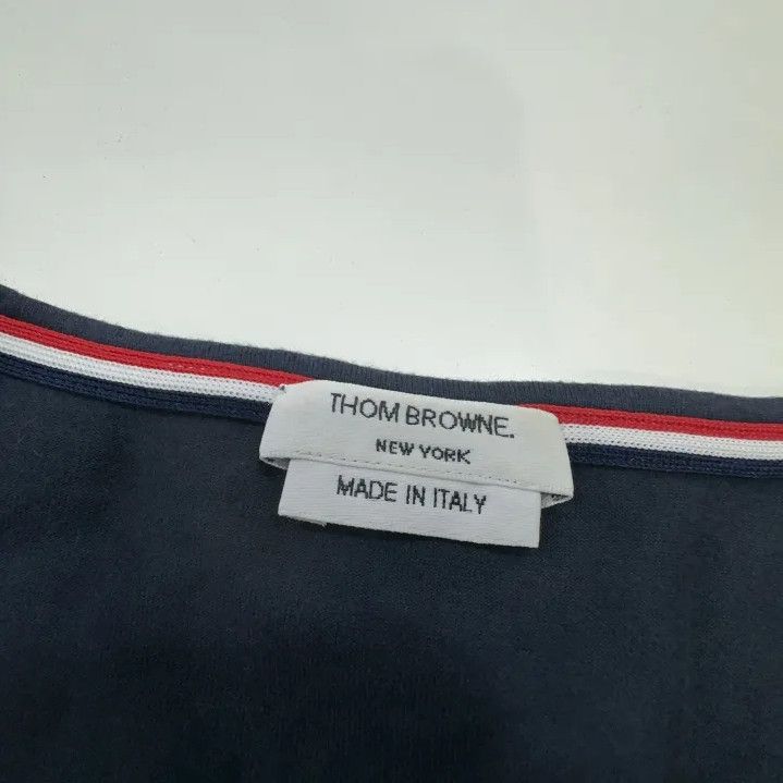 Thom Browne Thom Browne Navy Tricolour Accent Short Sleeve T-Shirt Size US M / EU 48-50 / 2 - 7 Thumbnail