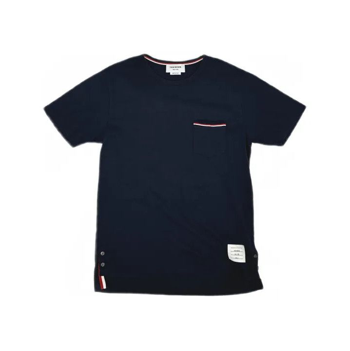 Thom Browne Thom Browne Navy Tricolour Accent Short Sleeve T-Shirt Size US M / EU 48-50 / 2 - 2 Thumbnail