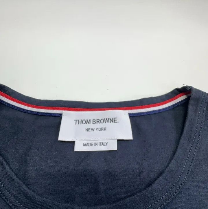 Thom Browne Thom Browne Navy Tricolour Accent Short Sleeve T-Shirt Size US M / EU 48-50 / 2 - 4 Thumbnail