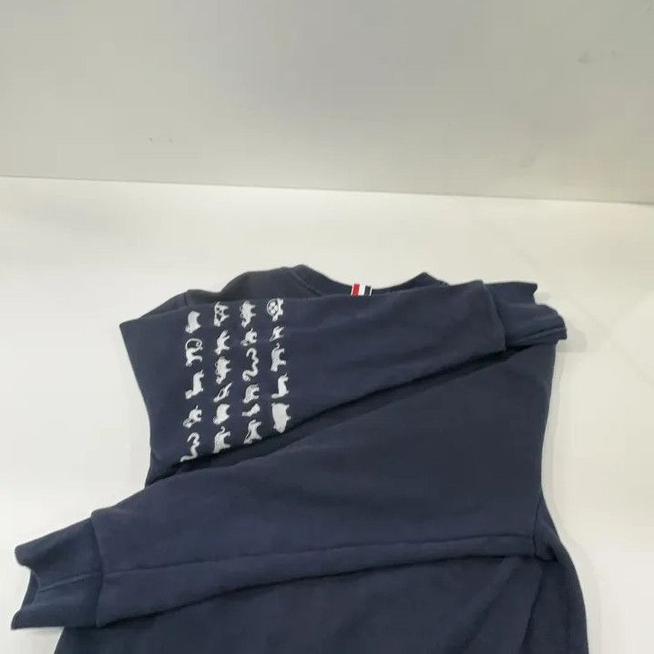 Thom Browne Thom Browne Navy Embroidered Crewneck Sweatshirt Size US M / EU 48-50 / 2 - 16 Thumbnail