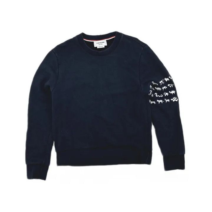 Thom Browne Thom Browne Navy Embroidered Crewneck Sweatshirt Size US M / EU 48-50 / 2 - 2 Thumbnail