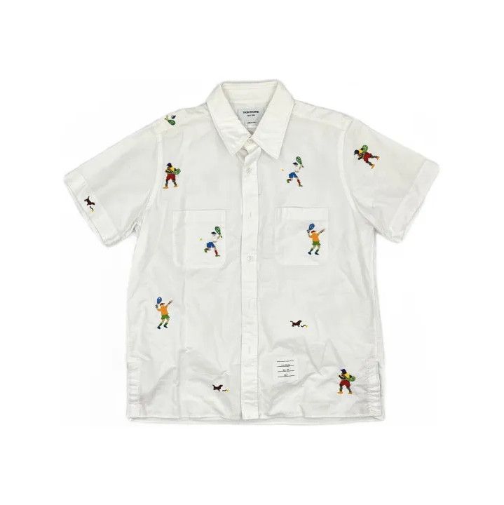 Thom Browne Thom Browne White Casual Short Sleeve Shirt Size US M / EU 48-50 / 2 - 2 Thumbnail