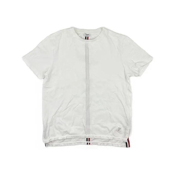 Thom Browne Thom Browne White Stripe Cotton Short Sleeve Tee Size US XL / EU 56 / 4 - 2 Thumbnail