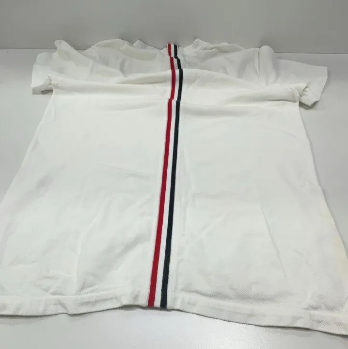 Thom Browne Thom Browne White Striped Cotton Short Sleeve T-Shirt Size US S / EU 44-46 / 1 - 17 Thumbnail