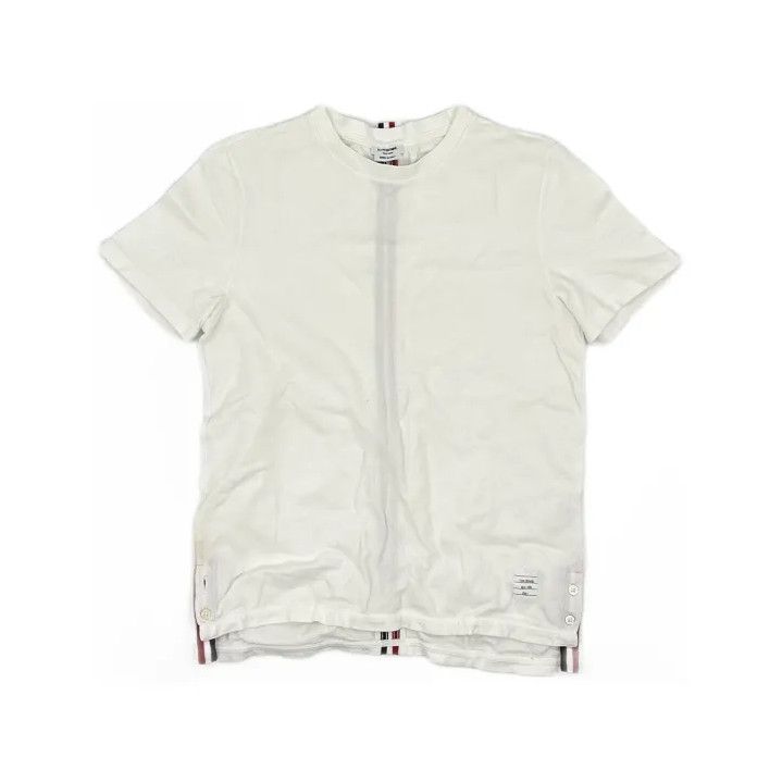 Thom Browne Thom Browne White Striped Cotton Short Sleeve T-Shirt Size US S / EU 44-46 / 1 - 2 Thumbnail