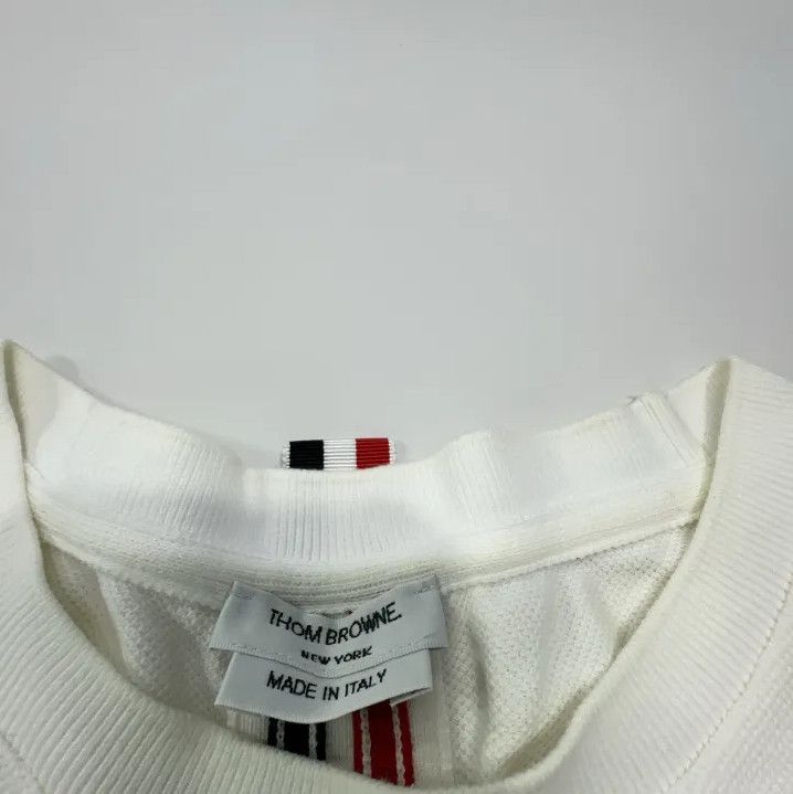 Thom Browne Thom Browne White Striped Cotton Short Sleeve T-Shirt Size US S / EU 44-46 / 1 - 4 Thumbnail
