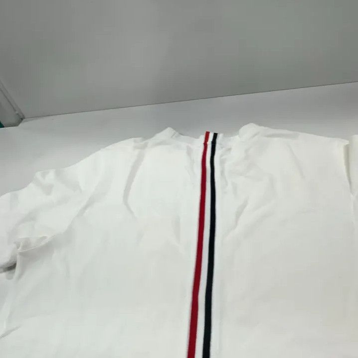 Thom Browne Thom Browne White Striped Cotton Short Sleeve T-Shirt Size US S / EU 44-46 / 1 - 16 Thumbnail