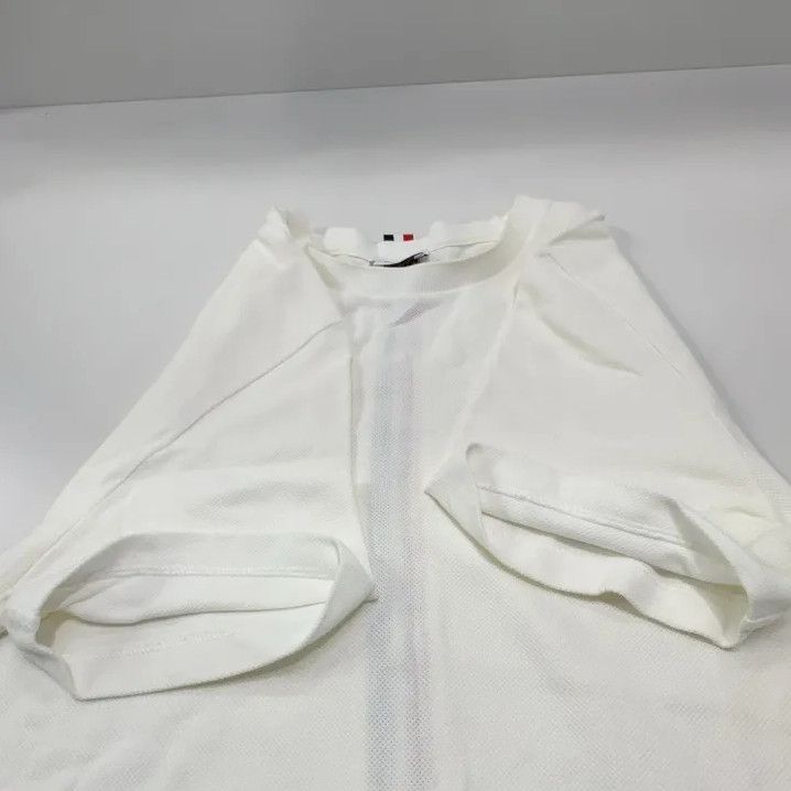 Thom Browne Thom Browne White Striped Cotton Short Sleeve T-Shirt Size US S / EU 44-46 / 1 - 14 Thumbnail
