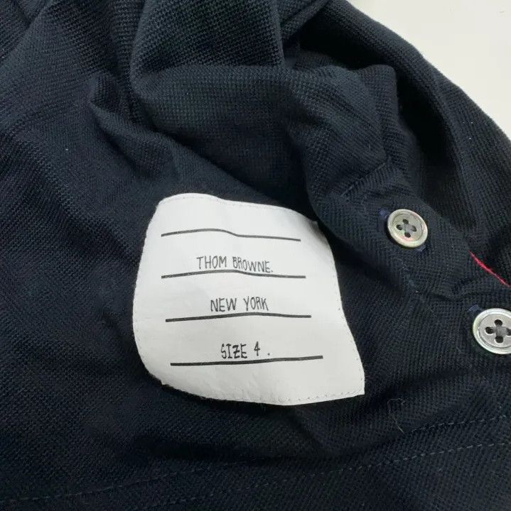 Thom Browne Thom Browne Navy Blue Striped Short Sleeve Polo Size US S / EU 44-46 / 1 - 4 Thumbnail