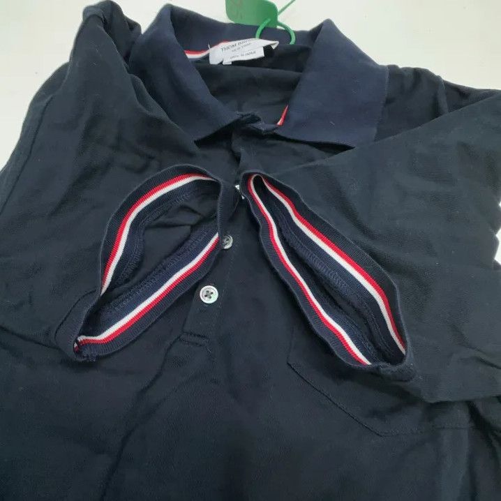 Thom Browne Thom Browne Navy Blue Striped Short Sleeve Polo Size US S / EU 44-46 / 1 - 6 Thumbnail
