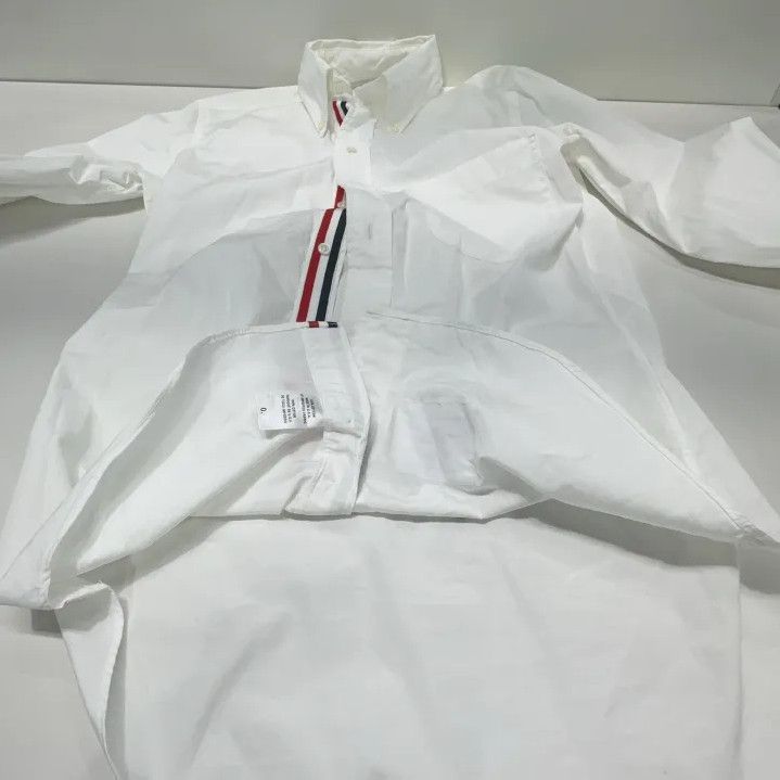 Thom Browne Thom Browne White Satin Long Sleeve Shirt Size US M / EU 48-50 / 2 - 7 Thumbnail