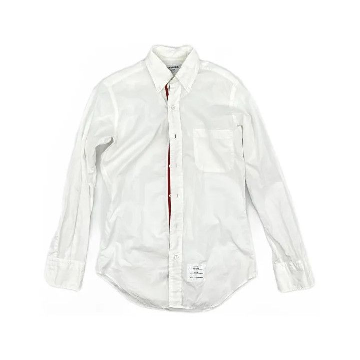 Thom Browne Thom Browne White Satin Long Sleeve Shirt Size US M / EU 48-50 / 2 - 2 Thumbnail