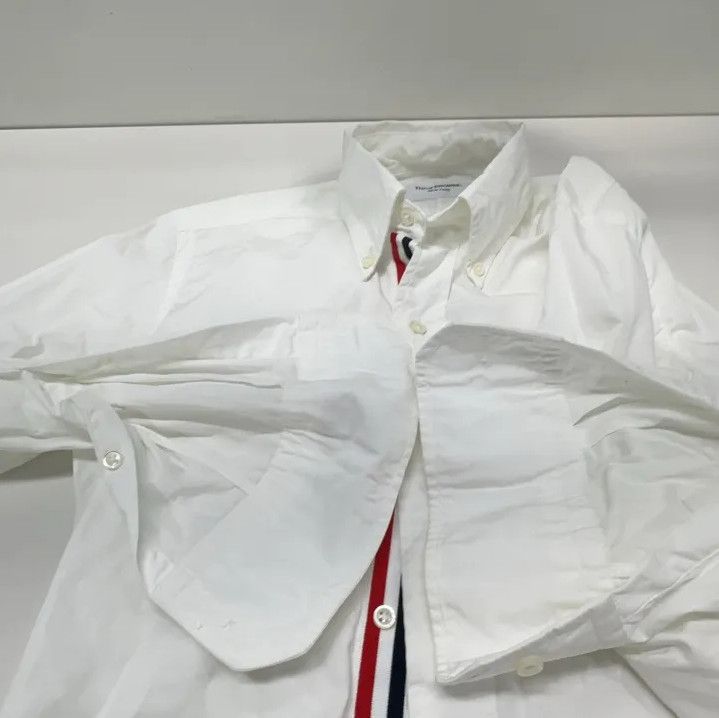 Thom Browne Thom Browne White Satin Long Sleeve Shirt Size US M / EU 48-50 / 2 - 8 Thumbnail