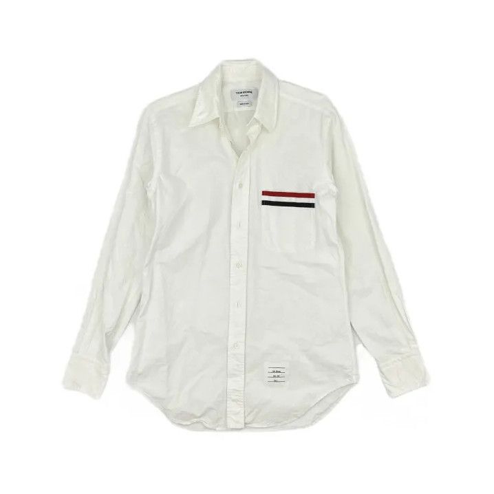 Thom Browne Thom Browne White Long Sleeve Casual Shirt Size US M / EU 48-50 / 2 - 2 Thumbnail