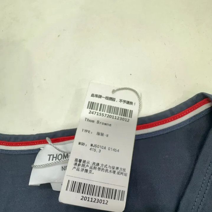 Thom Browne Thom Browne Navy Blue Tricolour Accent T-Shirt Size US M / EU 48-50 / 2 - 5 Thumbnail