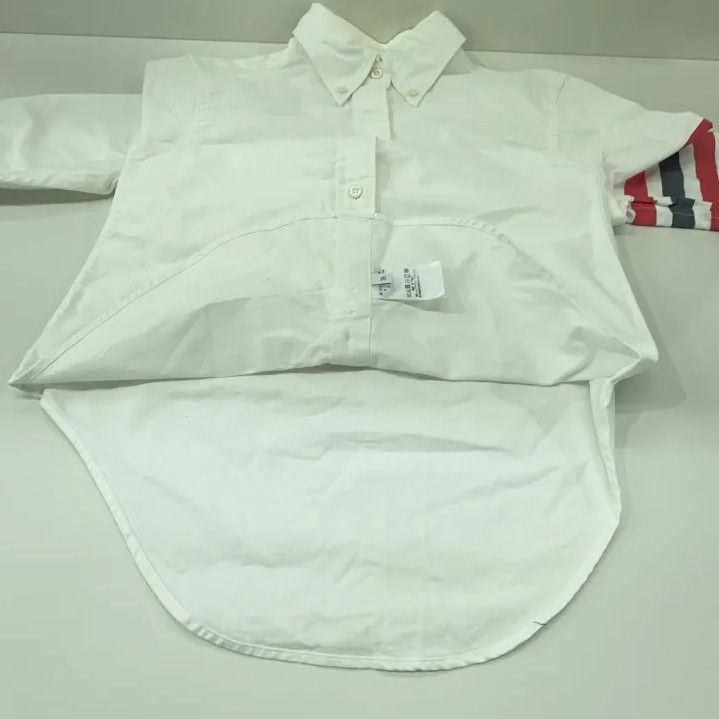 Thom Browne Thom Browne White Long-Sleeve Shirt with Stripe Detail Size US M / EU 48-50 / 2 - 9 Thumbnail
