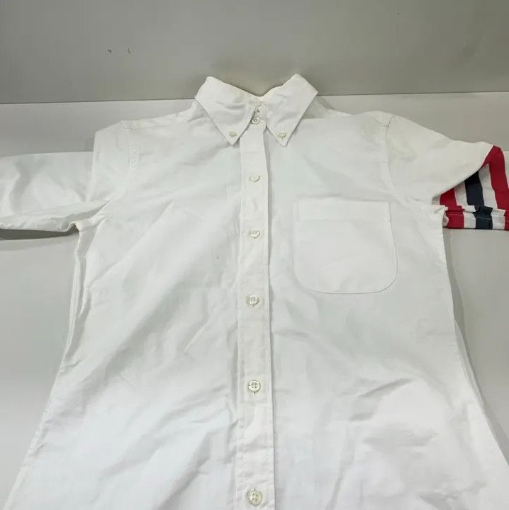 Thom Browne Thom Browne White Long-Sleeve Shirt with Stripe Detail Size US M / EU 48-50 / 2 - 8 Thumbnail