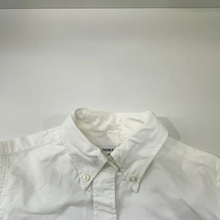 Thom Browne Thom Browne White Long-Sleeve Shirt with Stripe Detail Size US M / EU 48-50 / 2 - 7 Thumbnail
