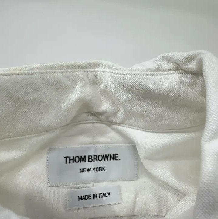 Thom Browne Thom Browne White Long-Sleeve Shirt with Stripe Detail Size US M / EU 48-50 / 2 - 6 Thumbnail
