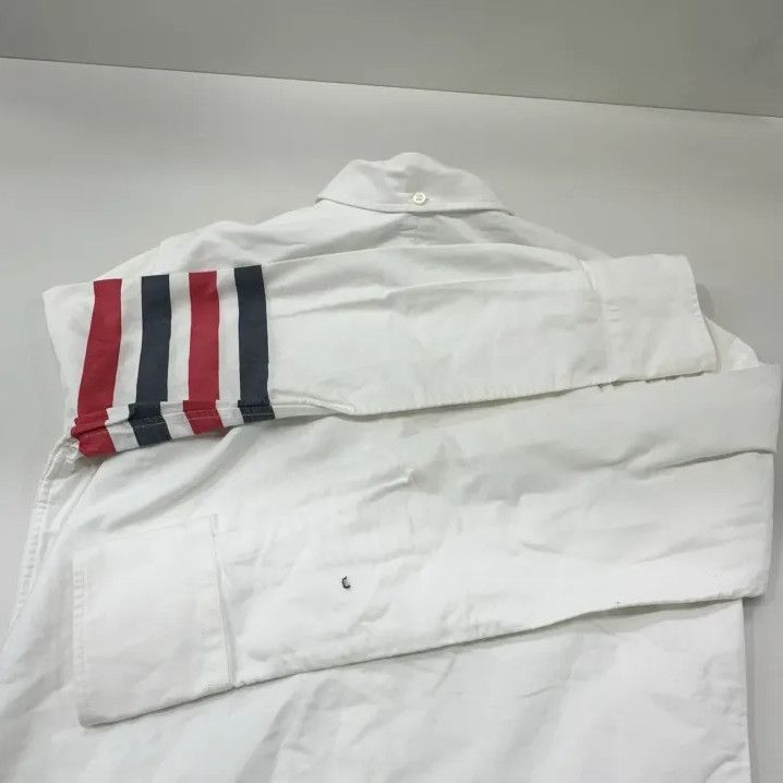 Thom Browne Thom Browne White Long-Sleeve Shirt with Stripe Detail Size US M / EU 48-50 / 2 - 12 Thumbnail